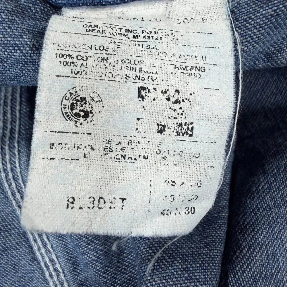 Vintage Carhartt Carpenter Jeans USA Fits 46x30 Blue Denim Work Pants Men's